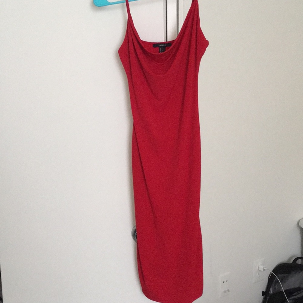 Red silk dress